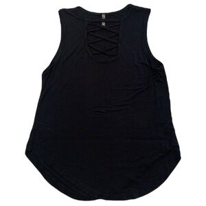 Splash Black Criss-Cross Cutout Neck Tank Top - Size Medium